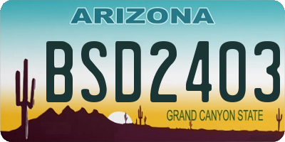 AZ license plate BSD2403