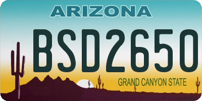 AZ license plate BSD2650