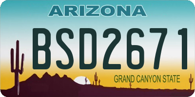 AZ license plate BSD2671