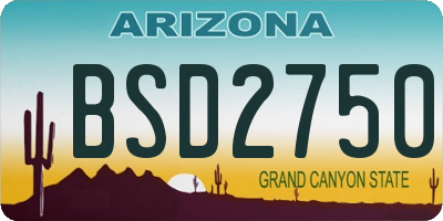 AZ license plate BSD2750