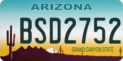 AZ license plate BSD2752