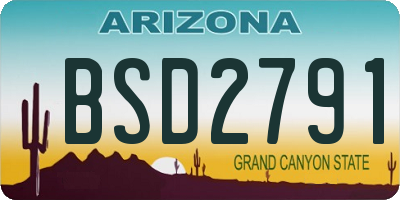 AZ license plate BSD2791