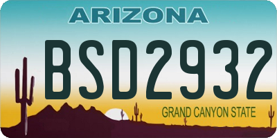 AZ license plate BSD2932
