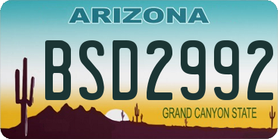 AZ license plate BSD2992