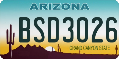 AZ license plate BSD3026