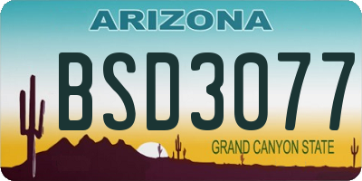 AZ license plate BSD3077