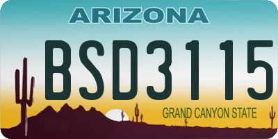 AZ license plate BSD3115