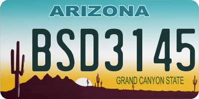 AZ license plate BSD3145