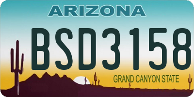 AZ license plate BSD3158