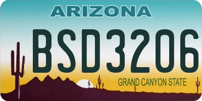 AZ license plate BSD3206