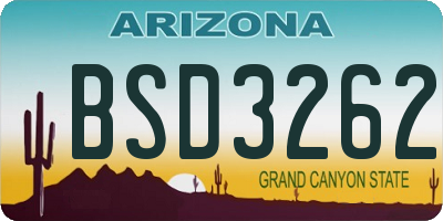 AZ license plate BSD3262