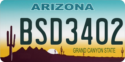 AZ license plate BSD3402