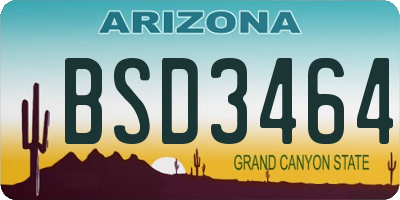 AZ license plate BSD3464