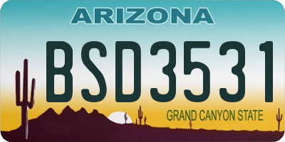 AZ license plate BSD3531