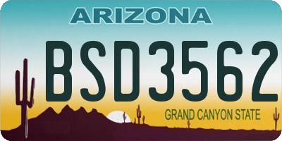 AZ license plate BSD3562