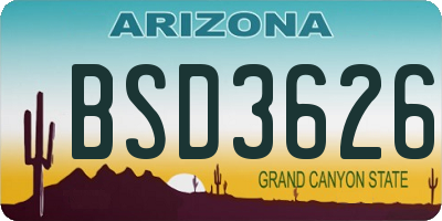 AZ license plate BSD3626