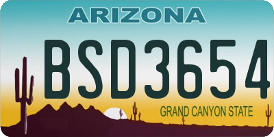 AZ license plate BSD3654