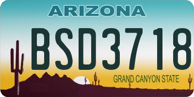 AZ license plate BSD3718