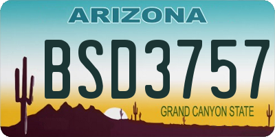 AZ license plate BSD3757