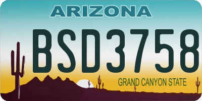 AZ license plate BSD3758