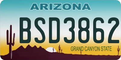 AZ license plate BSD3862