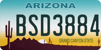 AZ license plate BSD3884