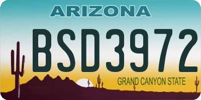 AZ license plate BSD3972