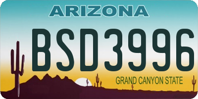 AZ license plate BSD3996