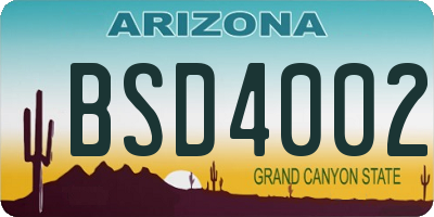 AZ license plate BSD4002