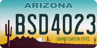 AZ license plate BSD4023