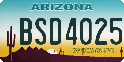 AZ license plate BSD4025