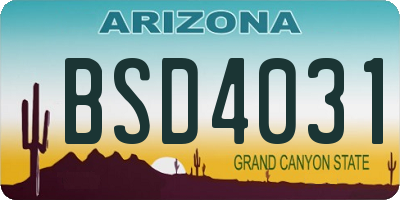 AZ license plate BSD4031