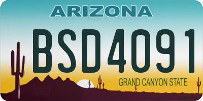 AZ license plate BSD4091