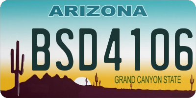 AZ license plate BSD4106
