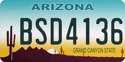 AZ license plate BSD4136