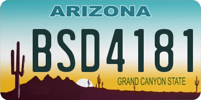 AZ license plate BSD4181