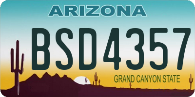 AZ license plate BSD4357