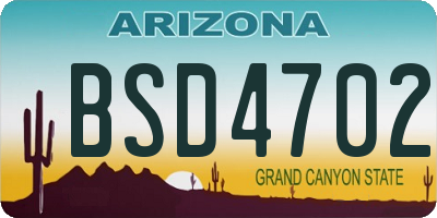 AZ license plate BSD4702