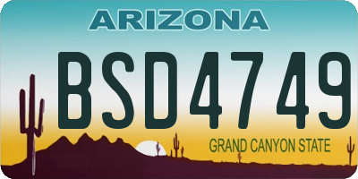 AZ license plate BSD4749