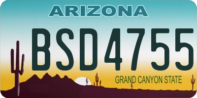 AZ license plate BSD4755