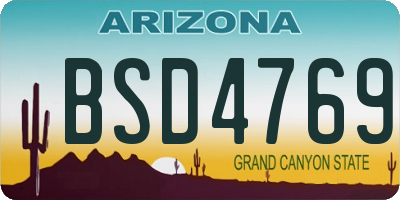AZ license plate BSD4769