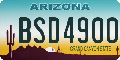 AZ license plate BSD4900
