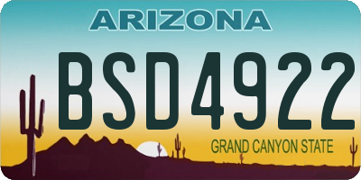 AZ license plate BSD4922