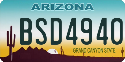 AZ license plate BSD4940
