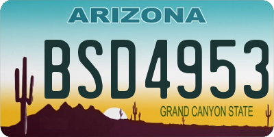 AZ license plate BSD4953