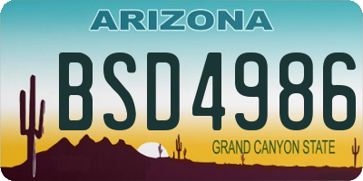 AZ license plate BSD4986