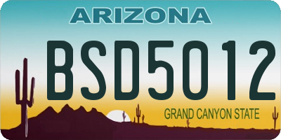 AZ license plate BSD5012