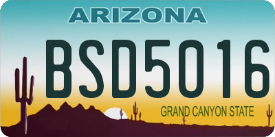 AZ license plate BSD5016