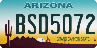 AZ license plate BSD5072