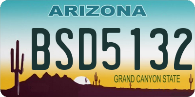 AZ license plate BSD5132